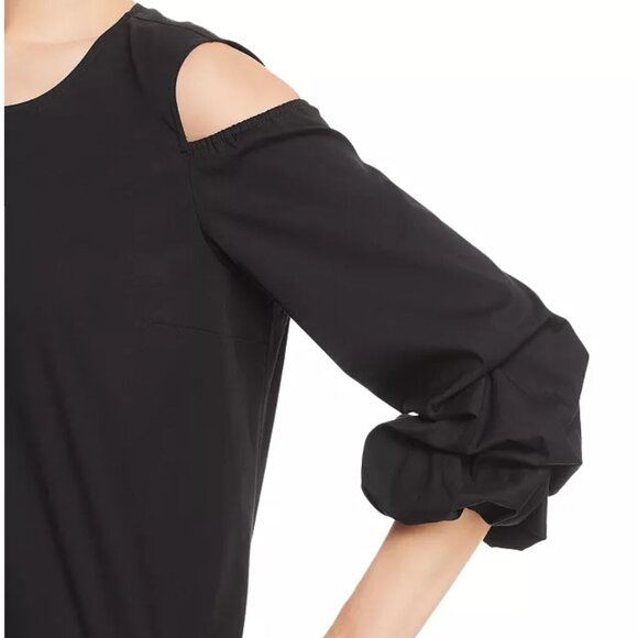 Lafayette 148 New York Willa Shift Dress Cold Shoulder 3/4 Sleeves Black Small - Picture 10 of 13